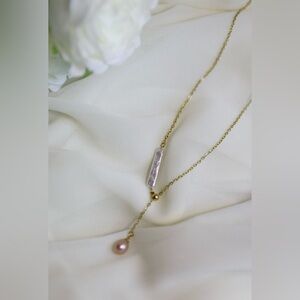 18K Gold Plated Freshwater pearl Balance Necklace